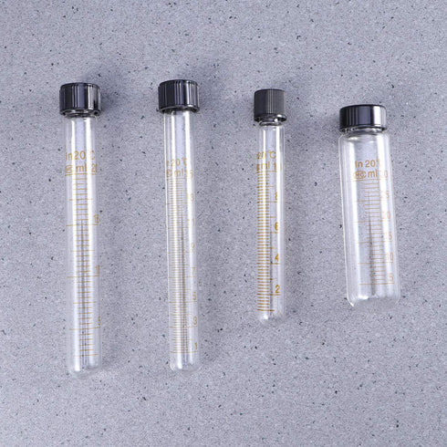 8 Pcs Graduated Glass Test Tubes with Screw Caps - 10ml, 15ml, 20ml, 30ml