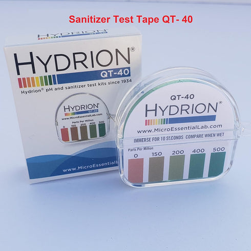 HYDRION QT-40 0-500 Ammonium 15 Quaternary SANITIZER Solution Test Tape for Testing ppm Ranges - QUAT Tape & Color