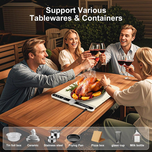 Parties,Buffet,Countertop 9-Level 18 Small Warming Mat for Food Portable Rolled-up Silicone Food Warmers for Electric