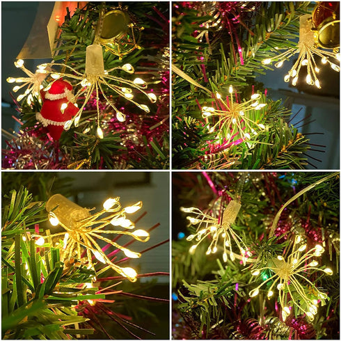 8 (5in1 50LED) keeda Mini Firework String Lights Battery Operated with Remote Control Christmas Hanging String Lights