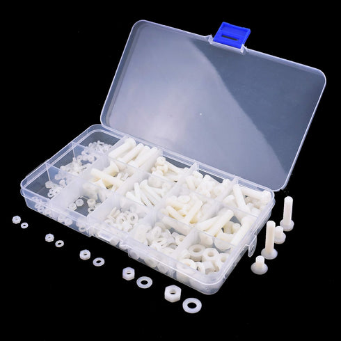Assortment Kit with M2 M2.5 M3 M4 M5 M6 Nylon Screws Nuts Washers, Screw Storage Box (420PCS)