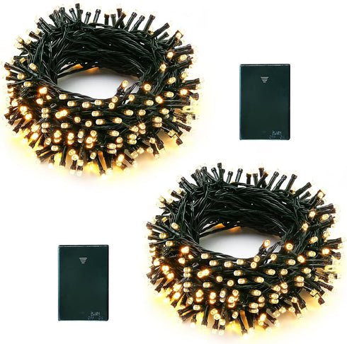 echosari 2 Pack Battery Operated String Lights, 13.2Ft 40 LED Warm White Fairy Lights for Outdoor Wedding Party Garden