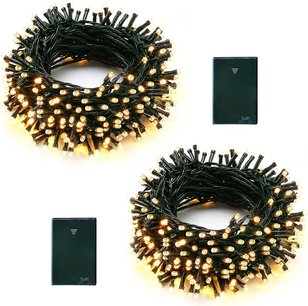 echosari 2 Pack Battery Operated String Lights, 13.2Ft 40 LED Warm White Fairy Lights for Outdoor Wedding Party Garden