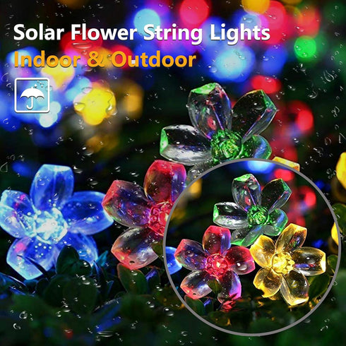 Selarlyt Outside100 Solar String Lights for LED Solar Flower Lights Outdoor Waterproof Solar Powered Outdoor Decorative