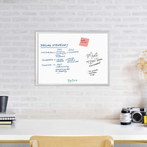 U Brands Dry Erase Board, 23"x17", Silver Aluminum Frame with Melamine Surface