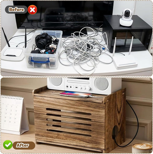 HANLANXUE Wood Router Shelf Projector Shelf Projector Stand Router Storage Box Modem Cable Routers Cover Organized