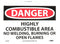 NMC D292P OSHA Sign, "DANGER - HIGHLY COMBUSTIBLE AREA NO WELDING", 10" x 7", Pressure Sensitive Vinyl