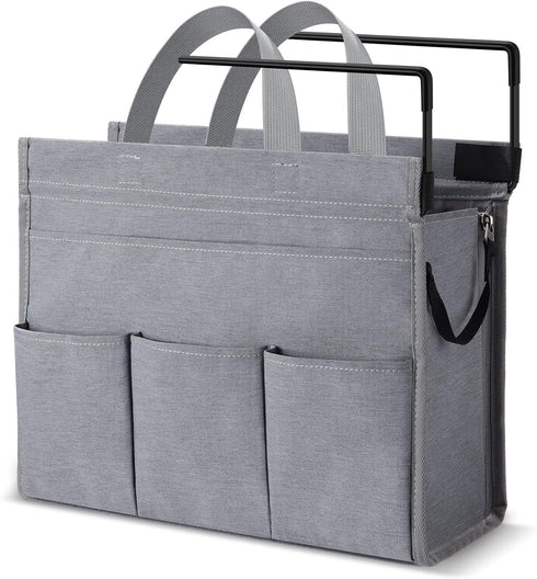 MASTLU Under Desk Storage Bag, Grey, Office Organizer for A4 Files, Detachable Handle, No Assembly Required, Home School