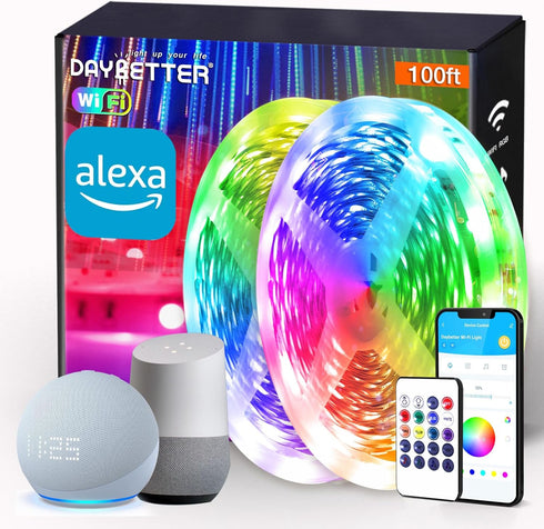 DAYBETTER Smart WiFi Led Lights 100ft - Led Strip Lights Work with