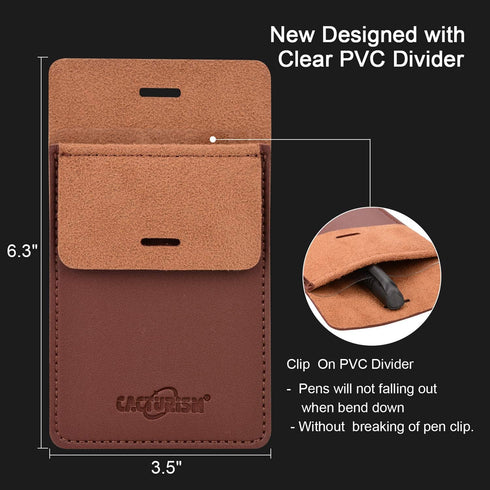 Cacturism Pocket Protector, 4 Pack Premium PU Leather Organizer - Men Women Pen Holder Pouch for Shirts, Lab Coats,