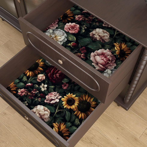 17.5In 118In Dark Green Floral Wallpaper Peel and Stick, Vintage Botanical Wallpapers Self-Adhesive Contact Paper