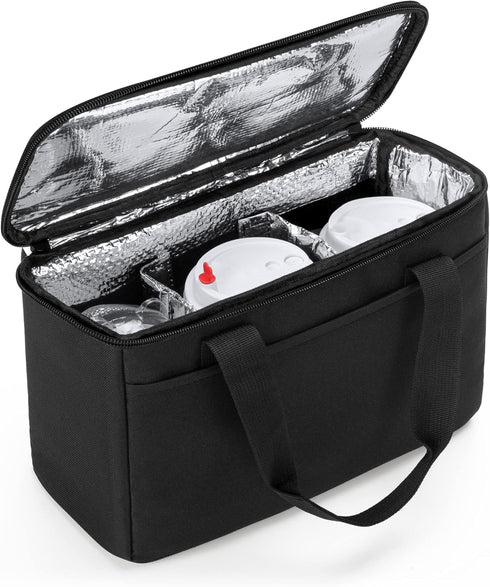 Trunab Reusable 3 Cups Drink Carrier - Insulated Drink Caddy Holder Bag for Delivery, Black