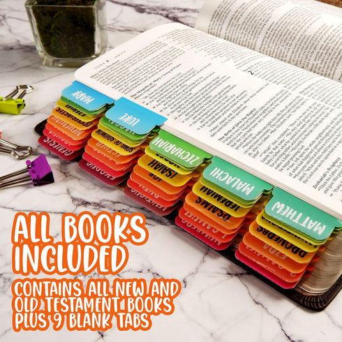 Bible Tabs Large Print Laminated Dividers, Old and New Testament Rainbow