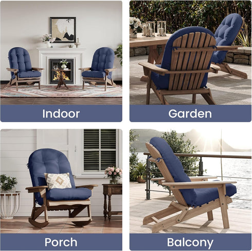 UDPATIO Adirondack Chair Cushion with Ties Water-Repellent Fade-Resistant Outdoor Seat Pads High Back Support