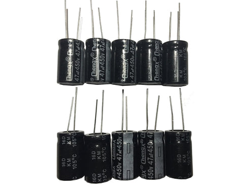 10 PCS 47uF 450V Aluminum Electrolytic Capacitors, 16 * 25 +/-20% +105?