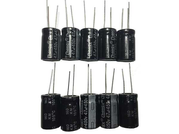 10 PCS 47uF 450V Aluminum Electrolytic Capacitors, 16 * 25 +/-20% +105?