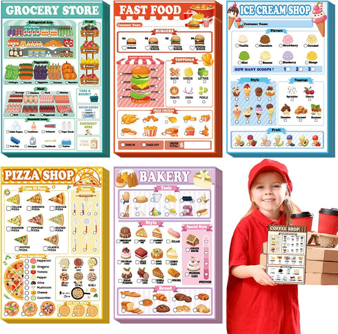 Eaasty 6 Pack Kids Pretend Play Notepads 4 x 6 Inch Playtime