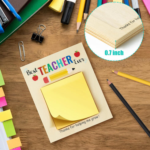 MALLMALL6 Teacher Appreciation Wooden Sticky Note Holder - Desk Organizer Gift for Teacher Supplies