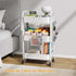 Rcemlip 3 Tier Rolling Cart Metal with DIY Pegboard, White Utility Cart with Lockable Wheels, Three Tiered Craft Cart