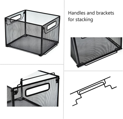SETTFRFE 2 Pack File Organizer, Metal File Crates for Hanging Folders, Letter Size, Black