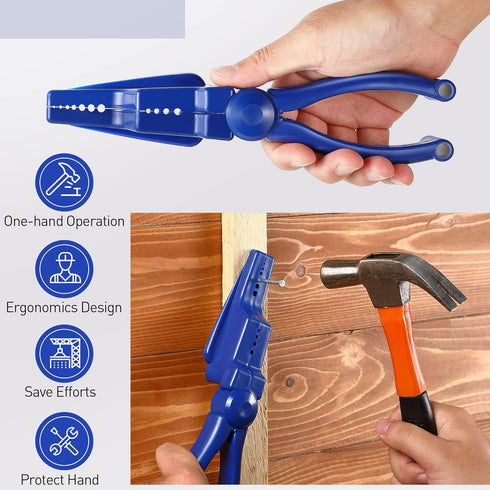 2 Pcs Nail Holder for Hammering - Plastic Pliers for Safe Hammering of Nails, Basic Repair and Woodworking Tool