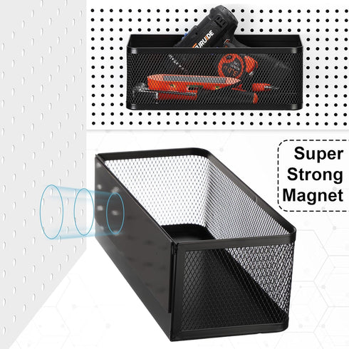 Blulu 2 Pcs Magnetic Pegboard Baskets, Metal Pegboard Wall Organizer Shelves for Kitchen Office Craft Storage