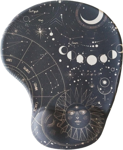 Ergonomic Aesthetic Black Portable Mouse Pad, Non-slip Computer Mouse Pad with 3D Gel Wrist Rest