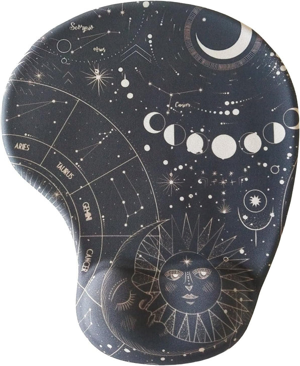 Ergonomic Aesthetic Black Portable Mouse Pad, Non-slip Computer Mouse Pad with 3D Gel Wrist Rest