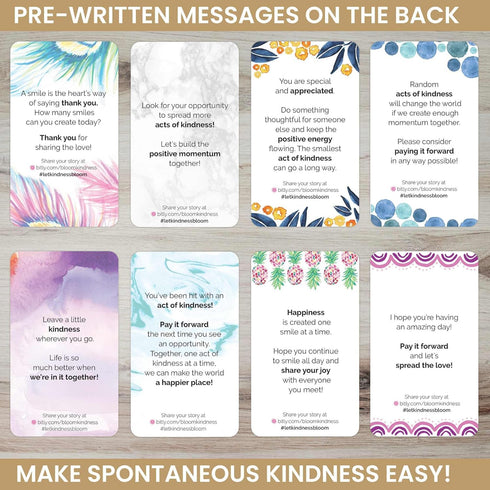 bloom daily planners Act of Kindness Deck - Set of 30 Mini Encouragement Cards with Positive Quotes, Assorted Designs