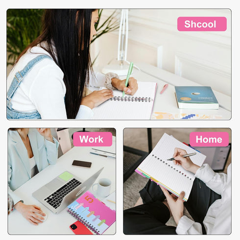 CAGIE 5 Subject Notebooks, College Ruled Spiral Notebook 5x7, 220 Pages Small Notebook with Divider Tabs for Work,