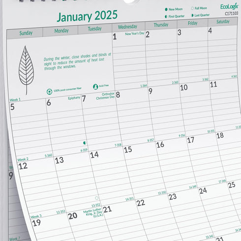 Brownline EcoLogix Monthly Wall Calendar 2024, 17-inch Height for Office & School Supplies