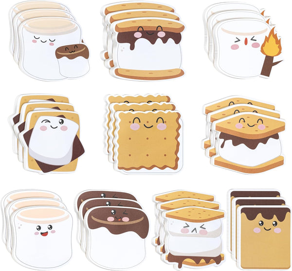 CJiangpo 30Pcs Marshmallow Sticky Notes, Cute Cartoon Notepad, 600 Sheets for Classroom Rewards Party Favors