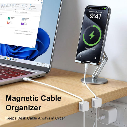 HOYAWU 10 Pack HOWAWU Magnetic Cable Clips Cord Holder, Cables Smooth Adjustable, Under Desk Cable Management Organizer