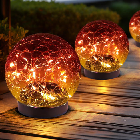 JKIMK Solar Globe Lights Outdoor Waterproof-Solar Balls for Garden-Cracked Glass Ball Lights