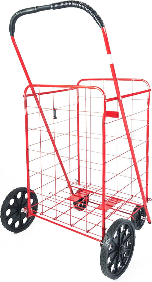 ATHome ATH Large Deluxe Rolling Utility / Shopping Cart - Stowable Folding Heavy Duty Cart with Rubber Wheels For Haul