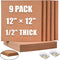SUNGIFT Cork Board 12"x12" - 1/2" Thick Square Bulletin Boards, 9 Pack with 100 PCS Push Pins