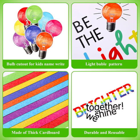 Light Bulb Moments Classroom Decor We Shine Brighter Together Bulletin Board Set with Colorful Motivational Cutouts
