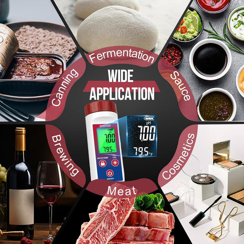 Smart pH Meter for Food, GIDIGI Digital Food pH Tester, Accurate Canning pH Test Kits with ATC, Professional Fermenting