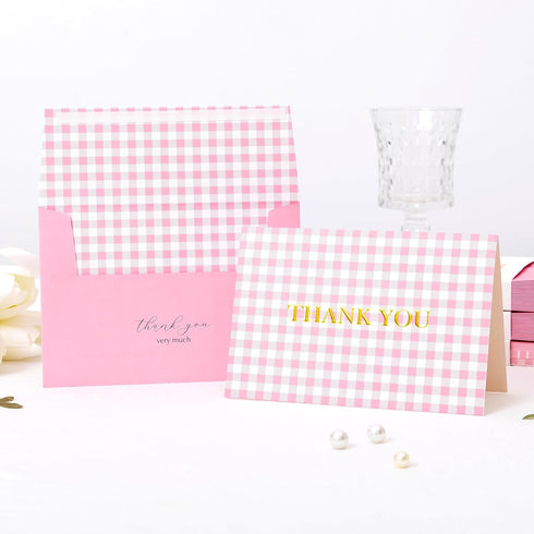 Envelopes,50 Pack Crisky Pink Thank You Cards with Lattice Polka Dot Thank You Cards Bulk for Baby Shower, Birthday