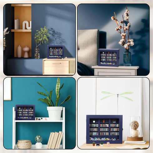 Anxiety Bookshelf Mini Books Display for Stress Relief and Fun Decor Small Decorative Miniature Library Potted Plants