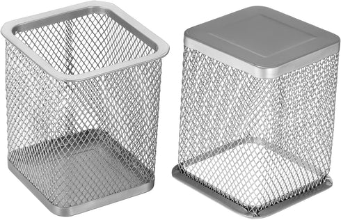 PATIKIL Silver Mesh Pen Holder, Pencil Basket Organizer for Desk Accessories and Makeup Brushes