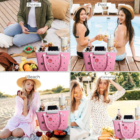 ZYTONGMAO Topper Tray for Bogg Bag Large Accessories - Waterproof EVA Table Top Organizer Tote Lid with Cup Holder