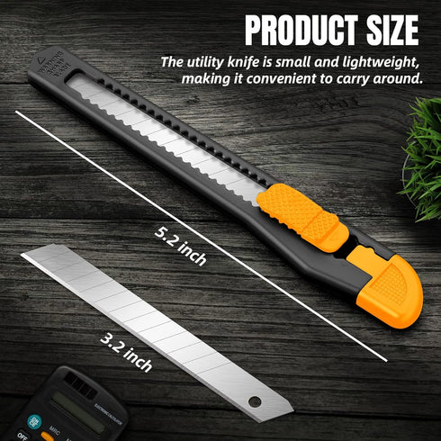 4 Pack Retractable Box Cutter, Utility Knife with 9MM Wide Snap-Off Blades for Cutting Box, Cardboard