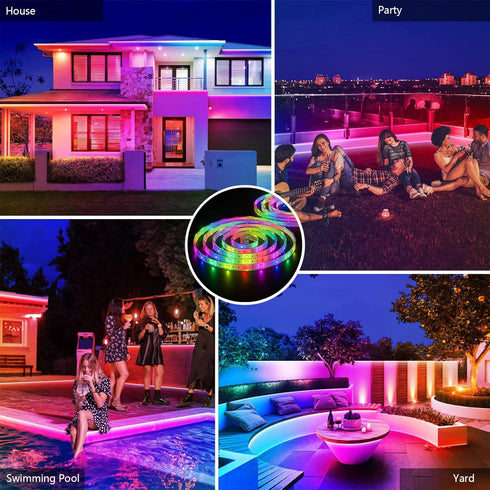 5050 IP67 Solar LED Strip Lights Outdoor, SMD LED Lights Solar Powered RGB LED Strip, Waterproof Rope Lights