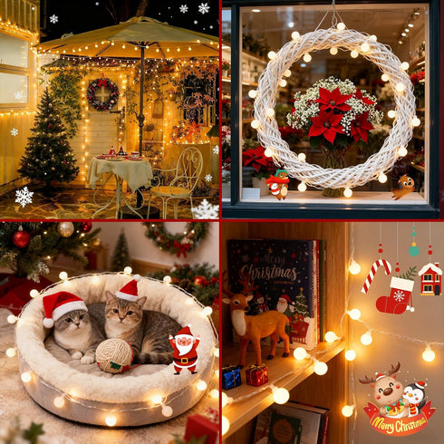 33FT 100LED 8 Christmas Lights Indoor, Globe String Lights for Bedroom Modes with Remote, Outdoor Hanging Fairy Lights