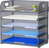 Marbrasse Paper Organizer Letter Tray, 5 Tier Mesh File Organizer with Handle for Home Office Supplies - Grey