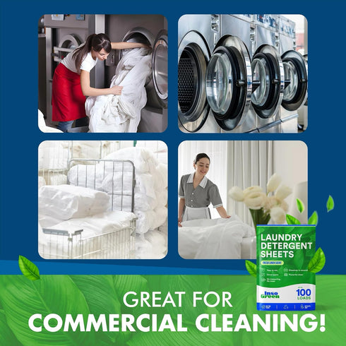 100 50 Eco Washer Sheets Detergent - Loads, Zero Plastic Jugs, No Mess & Space-Saving Laundry Strips - Travel Laundry
