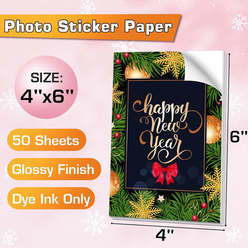 4x6 Inch 50 Koala Glossy Sticker Paper for Inkjet and Laser Printer, Sheets White Printable Sticker Paper