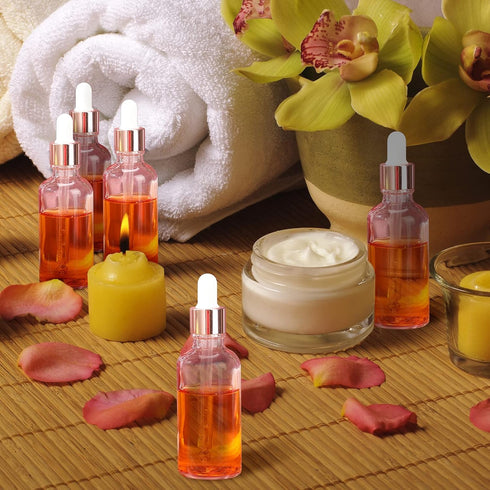 Nuogo 50 Pack Eye Dropper Bottles with Caps, 2oz Glass Bottles for Essential Oils & Beauty Oil