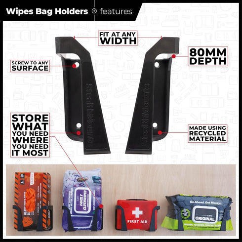 1 Pack StealthMounts Wipe Holder Wall Mount Wipe Dispensers & Storage Racks for Workshop, Garage & Cleaning Stations